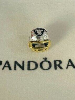 Pandora Las Vegas Raiders Football Helmet Bead Charm Pendant